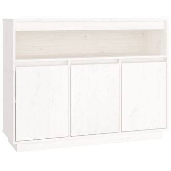 Aparador De Madera Maciza De Pino Blanco 104,5x34x80 Cm Vidaxl