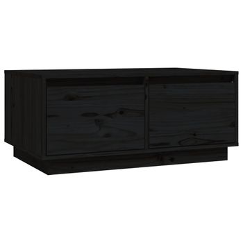 Mesa De Centro De Madera Maciza De Pino Negro 80x50x35 Cm Vidaxl