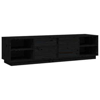 Mueble De Tv Madera Maciza De Pino Negro 156x40x40 Cm Vidaxl