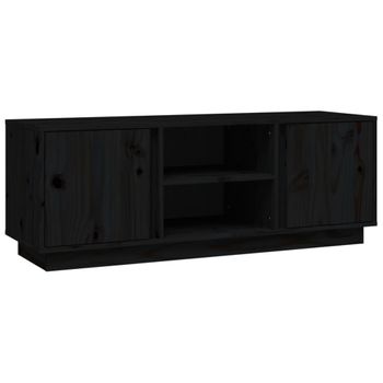 Mueble De Tv Madera Maciza De Pino Negro 110x35x40,5 Cm Vidaxl