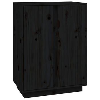 Aparador De Madera Maciza De Pino Negro 60x35x80 Cm Vidaxl