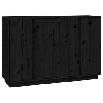 Aparador De Madera Maciza De Pino Negro 120x35x80 Cm Vidaxl