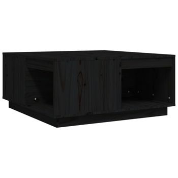 Mesa De Centro De Madera Maciza De Pino Negro 80x81x36,5 Cm Vidaxl