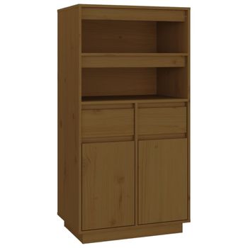 Aparador Alto Madera Maciza De Pino Marrón Miel 60x40x116,5 Cm Vidaxl