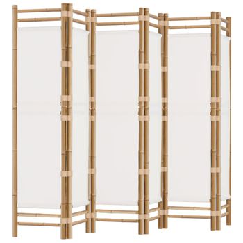 Biombo Plegable De 6 Paneles Bambú Y Lona 240 Cm Vidaxl