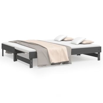 Sofá Cama Extraíble Madera Maciza De Pino Gris 2x(75x190) Cm Vidaxl