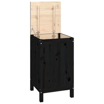 Baúl Para La Colada Madera Maciza De Pino Negro 44x44x76 Cm Vidaxl