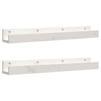 Estantes De Pared 2 Uds Madera Maciza De Pino Blanco 80x12x9 Cm Vidaxl