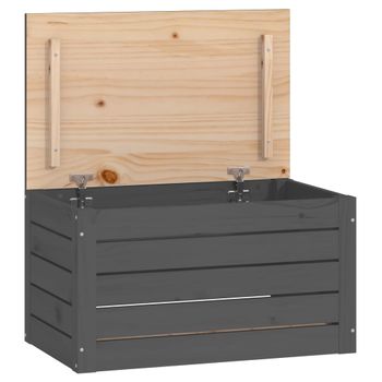 Caja De Almacenaje Madera Maciza De Pino Gris 59,5x36,5x33 Cm Vidaxl