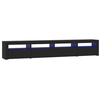 Mueble De Tv Con Luces Led Negro 240x35x40 Cm Vidaxl