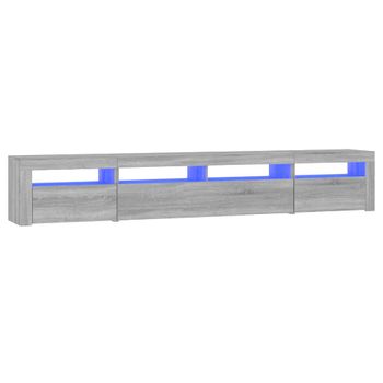 Mueble De Tv Con Luces Led Gris Sonoma 240x35x40 Cm Vidaxl