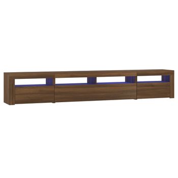 Mueble De Tv Con Luces Led Marrón Roble 240x35x40 Cm Vidaxl