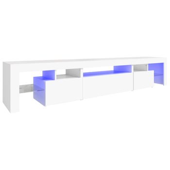 Mueble De Tv Con Luces Led Blanco 215x36,5x40 Cm Vidaxl