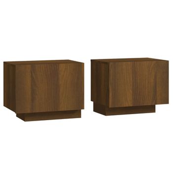 Mesita De Noche Madera Contrachapada Marrón Roble 100x35x40 Cm Vidaxl