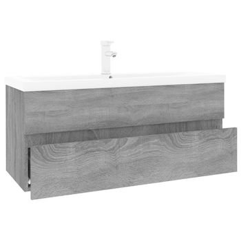 Mueble De Baño Con Lavabo Madera Contrachapada Gris Sonoma Vidaxl