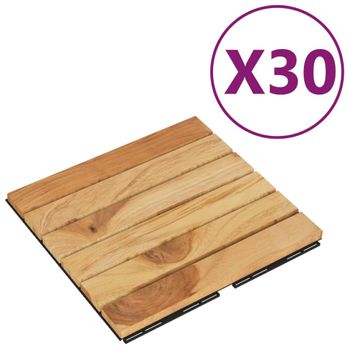 Baldosas De Terraza 30 Uds Madera Teca Patrón Vertical 30x30 Cm Vidaxl