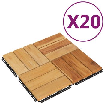 Baldosas De Terraza 20 Uds Madera Maciza Teca 30x30 Cm Vidaxl