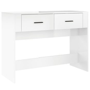 Mesa Consola Madera Contrachapada Blanco Brillante 100x39x75 Cm Vidaxl