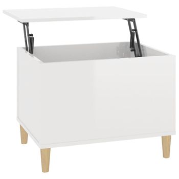 Mesa De Centro Madera Contrachapada Blanco Brillo 60x44,5x45 Cm Vidaxl