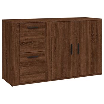 Aparador De Madera Contrachapada Marrón Roble 100x33x59,5 Cm Vidaxl