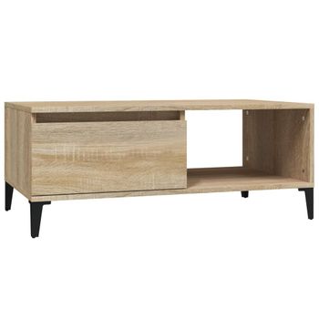 Mesa De Centro Madera Contrachapada Roble Sonoma 90x50x36,5 Cm Vidaxl