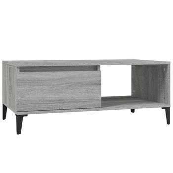 Mesa De Centro Madera Contrachapada Gris Sonoma 90x50x36,5 Cm Vidaxl