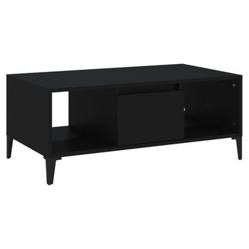 Mesa De Centro Madera Contrachapada Negro 90x50x36,5 Cm Vidaxl