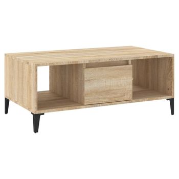 Mesa De Centro Madera Contrachapada Roble Sonoma 90x50x36,5 Cm Vidaxl