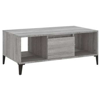 Mesa De Centro Madera Contrachapada Gris Sonoma 90x50x36,5 Cm Vidaxl