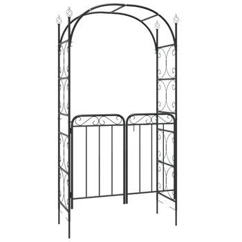 Arco De Jardín Con Puerta Acero Negro 108x45x235 Cm Vidaxl