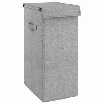 Cesto Ropa Sucia Plegable Lino Sintético Gris 26x34,5x59,5 Cm Vidaxl