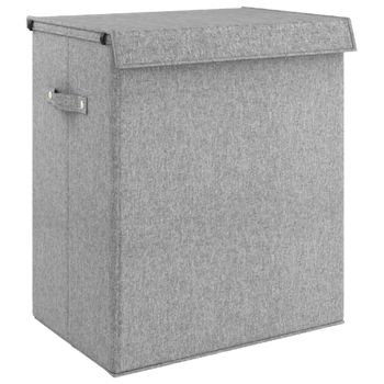 Cesto Ropa Sucia Plegable Lino Sintético Gris 51x34,5x59,5 Cm Vidaxl