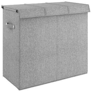 vidaXL Cesto para ropa sucia con ruedas ratán gris 60x35x60,5 cm – Bechester