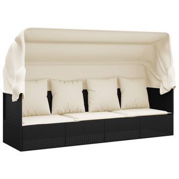 Sofá Cama Extensible 3 Plazas Con Capota Ratán Sintético Gris Vidaxl con  Ofertas en Carrefour