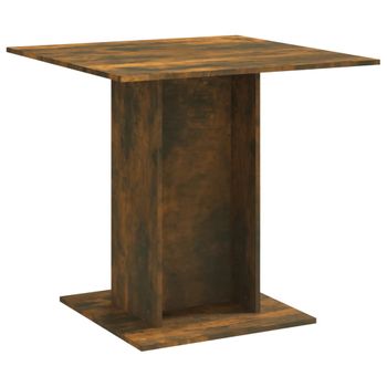 Mesa De Comedor Madera Contrachapada Roble Ahumado 80x80x75 Cm Vidaxl