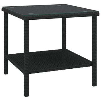 Mesa Auxiliar Vidrio Templado Ratán Sintético Negro 45x45x45 Cm Vidaxl