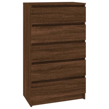 Cómoda De Madera Contrachapada Roble Marrón 60x36x103 Cm Vidaxl