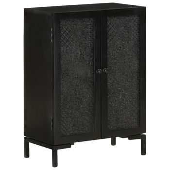 Aparador De Hierro Y Madera Maciza De Mango Negro 55x30x77 Cm Vidaxl