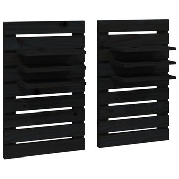 Estantes Mesitas De Pared 2 Uds Madera Maciza De Pino Negro Vidaxl