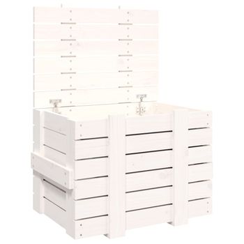 Caja De Almacenaje Madera Maciza De Pino Blanca 58x40,5x42 Cm Vidaxl