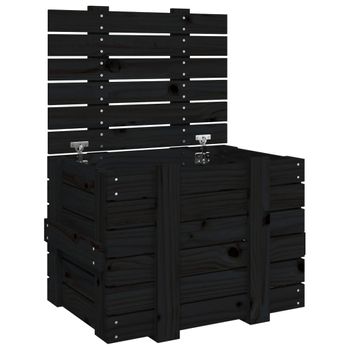 Caja De Almacenaje Madera Maciza De Pino Negra 58x40,5x42 Cm Vidaxl