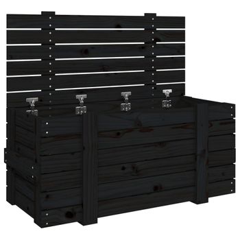 Caja De Almacenaje Madera Maciza De Pino Negro 91x40,5x42 Cm Vidaxl