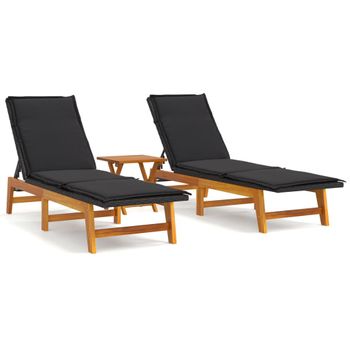 Set De Muebles De Jardín 3 Piezas Ratán Sintético Madera Acacia Vidaxl