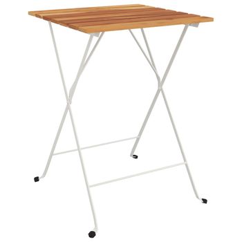 Mesa De Cafetería Plegable Madera Acacia Y Acero 55x54x71 Cm Vidaxl