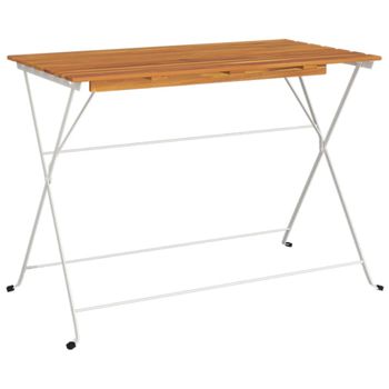 Mesa De Cafetería Plegable Madera Acacia Y Acero 100x54x71 Cm Vidaxl