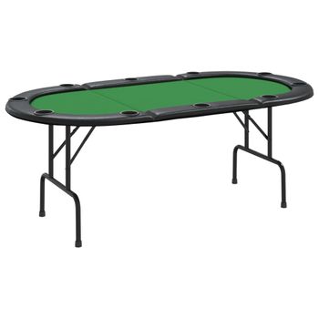 Mesa De Póquer Plegable Para 10 Jugadores Verde 206x106x75 Cm Vidaxl