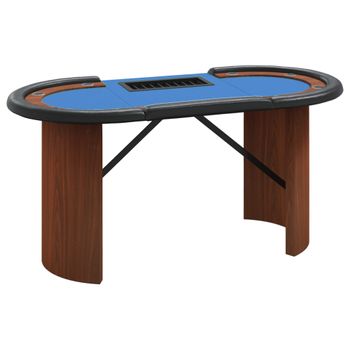 Mesa De Póquer 10 Jugadores Bandeja Fichas Azul 160x80x75 Cm Vidaxl