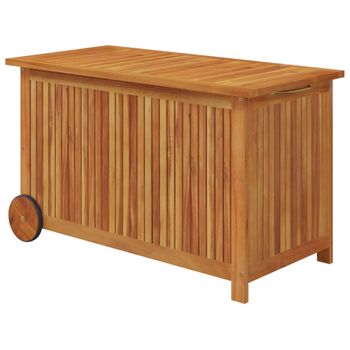 Caja De Almacenaje De Jardín Ruedas Acacia Maciza 90x50x58 Cm Vidaxl