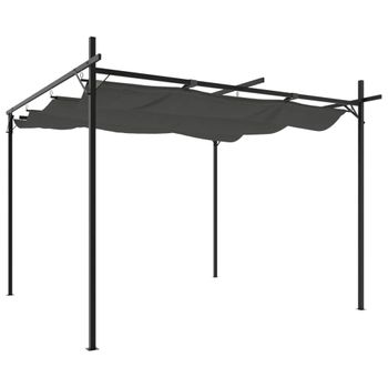 Pérgola de jardín con techo retráctil poliéster Outsunny 3x2x2 m  gris_84C-175