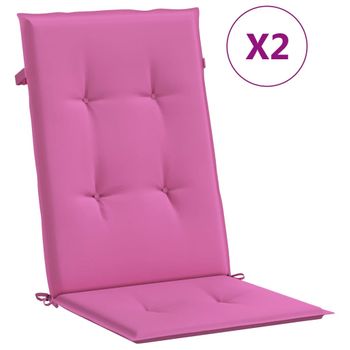 Cojín Silla De Jardín Respaldo Alto 2 Uds Tela Rosa 120x50x3 Cm Vidaxl